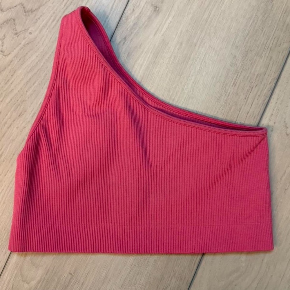 Set Active Pink One-Shoulder Ribbed Top - Picture 2 of 2